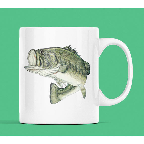 BASS FISH JUMPING Coffee Cup Novelty Mug Gift For Men Women - Picture 1 of 3